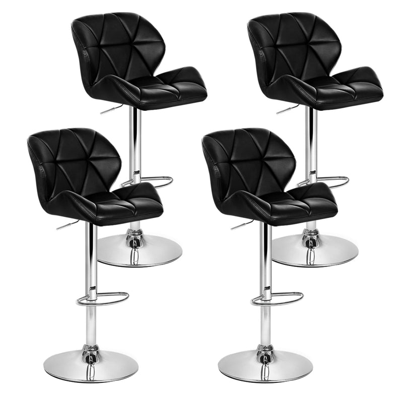 Set of 4 Kitchen Bar Stools Swivel Bar Stool PU Leather Gas Lift Chairs Black