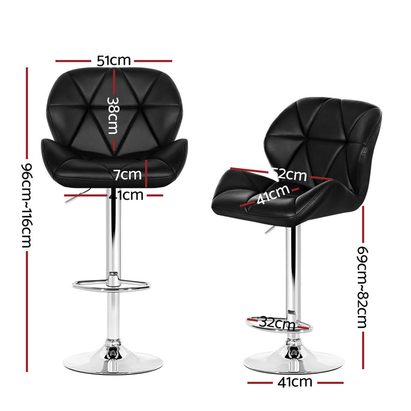 Set of 4 Kitchen Bar Stools Swivel Bar Stool PU Leather Gas Lift Chairs Black