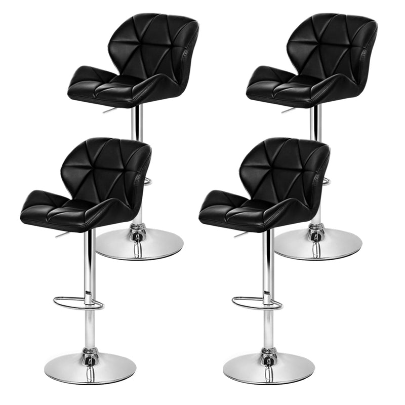 Set of 4 Kitchen Bar Stools Swivel Bar Stool PU Leather Gas Lift Chairs Black