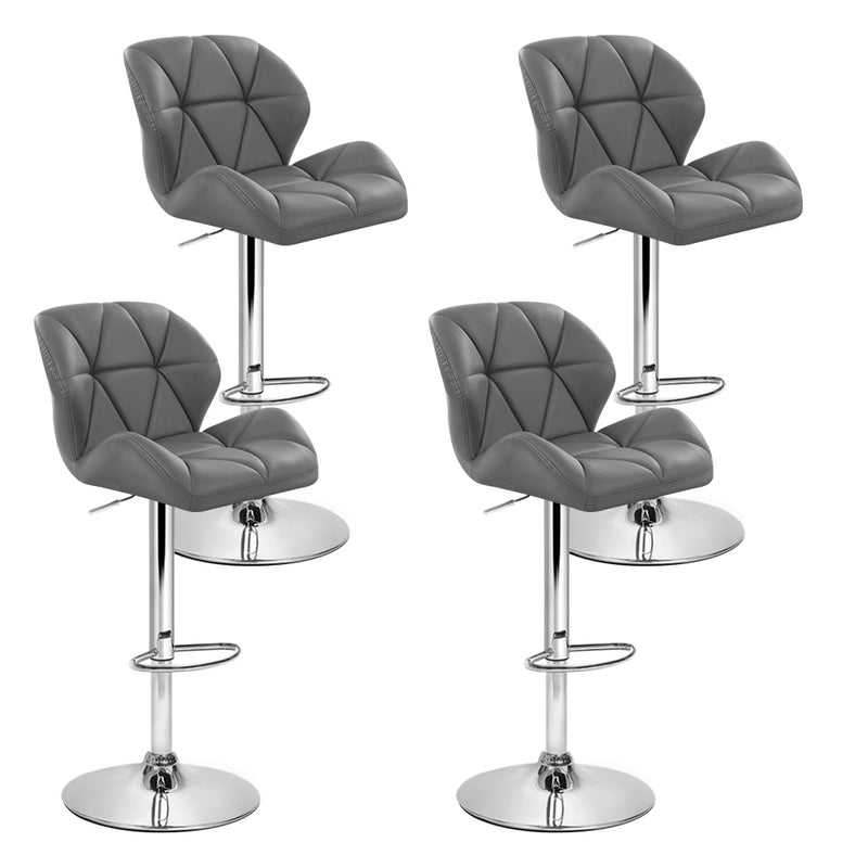 Set of 4 Kitchen Bar Stools Swivel Bar Stool PU Leather Gas Lift Chairs Grey