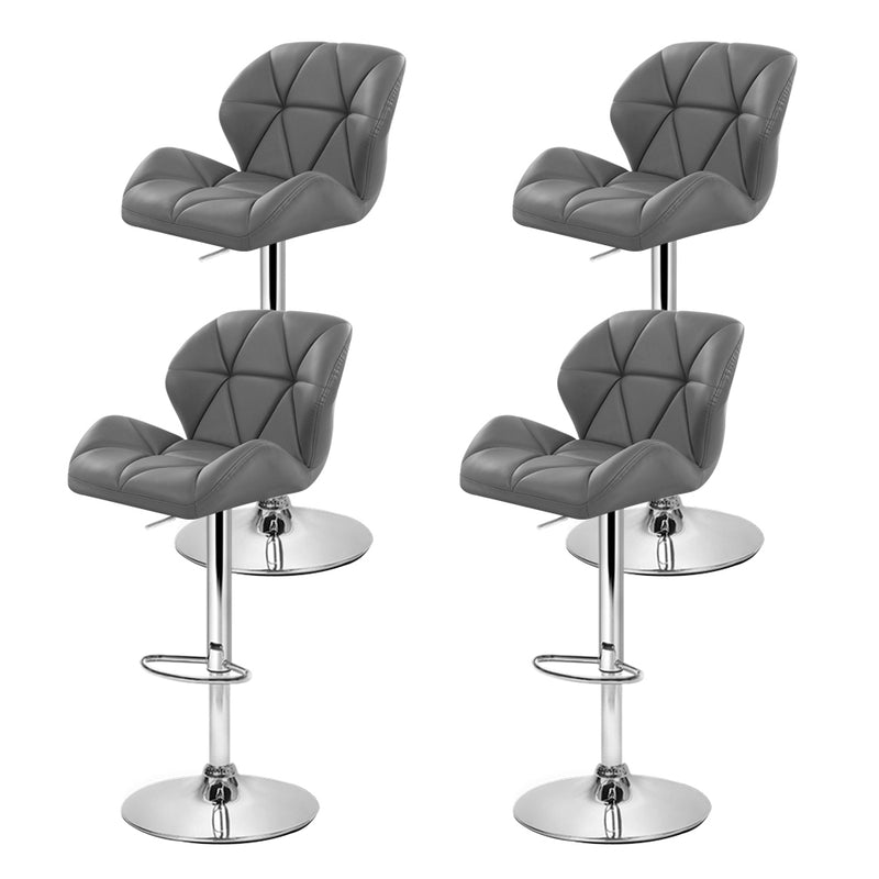 Set of 4 Kitchen Bar Stools Swivel Bar Stool PU Leather Gas Lift Chairs Grey