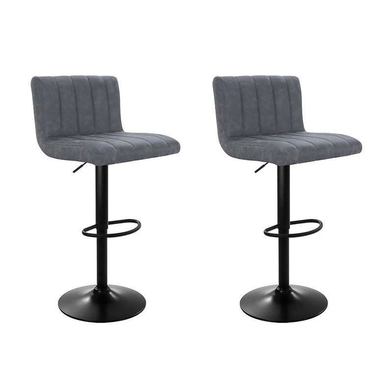 Set of 2 Kitchen Bar Stools Swivel Vintage Bar Stool PU Leather Gas Lift Chairs