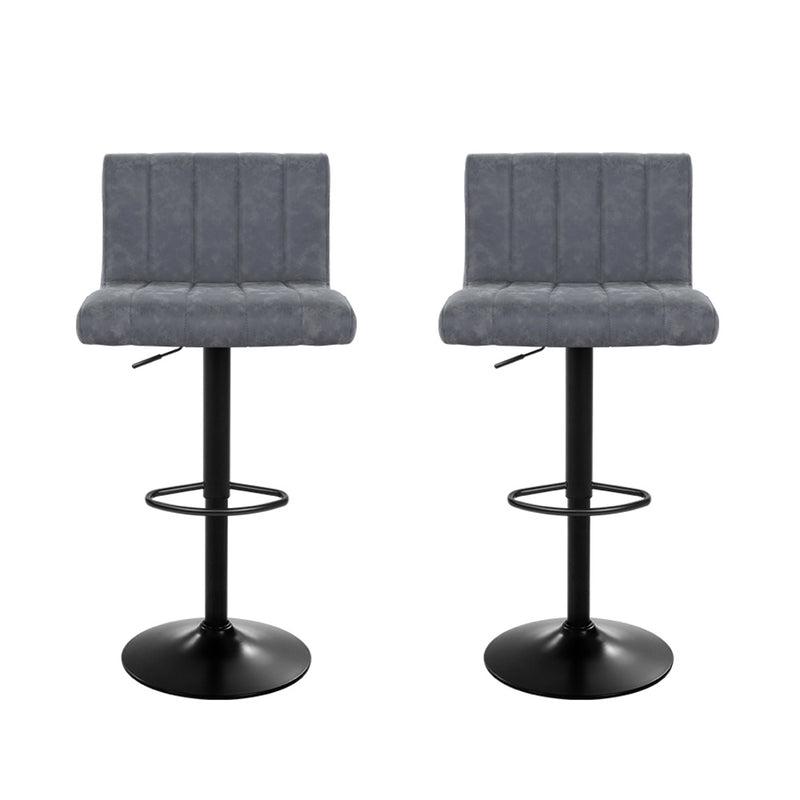 Set of 2 Kitchen Bar Stools Swivel Vintage Bar Stool PU Leather Gas Lift Chairs