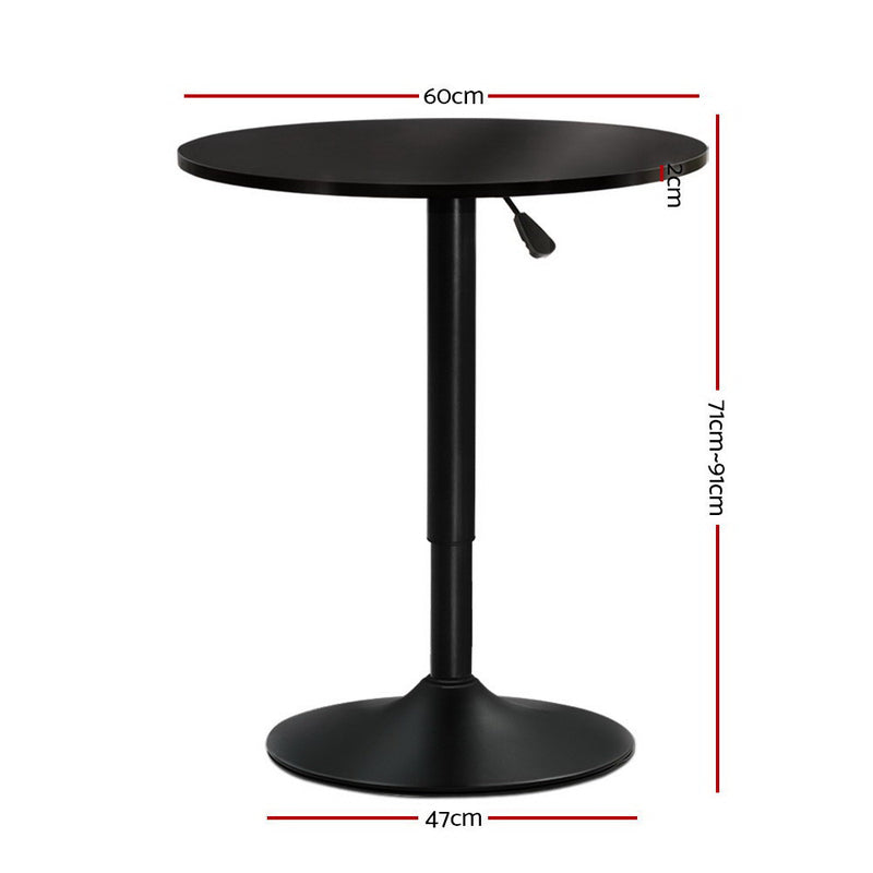 Adjustable Bar Table Gas Lift Wood Metal Black