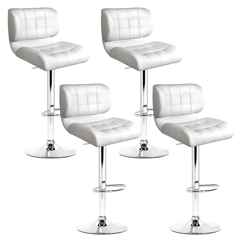 Set of 4 Bar Stools PU Leather Chrome Kitchen Bar Stool Chairs Gas Lift White