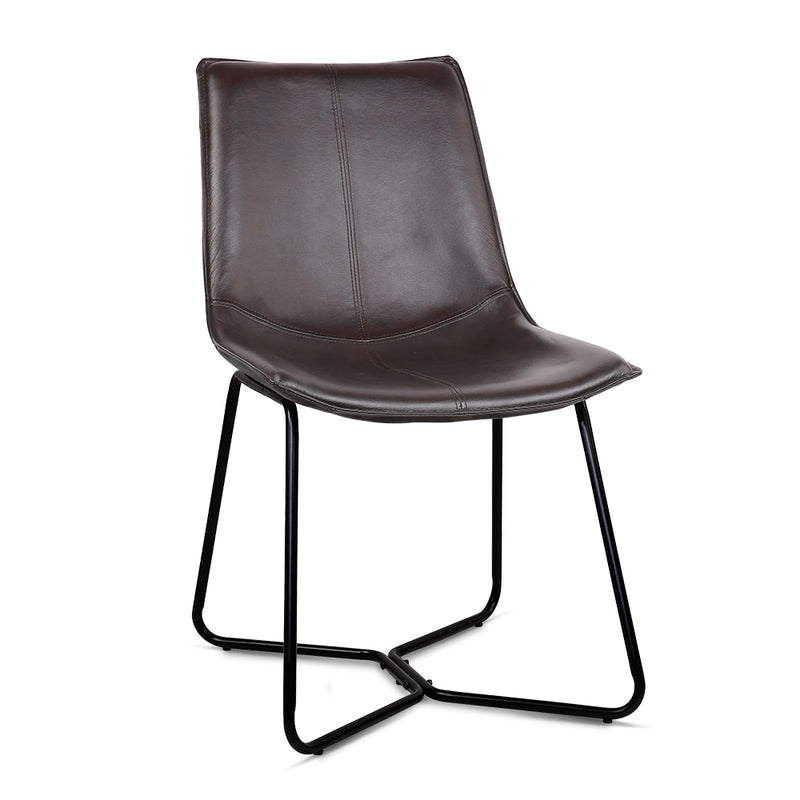 Set of 2 PU Leather Dining Chair - Walnut