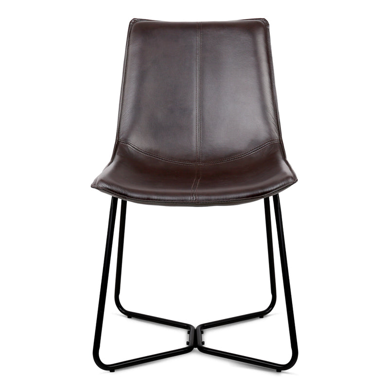 Set of 2 PU Leather Dining Chair - Walnut