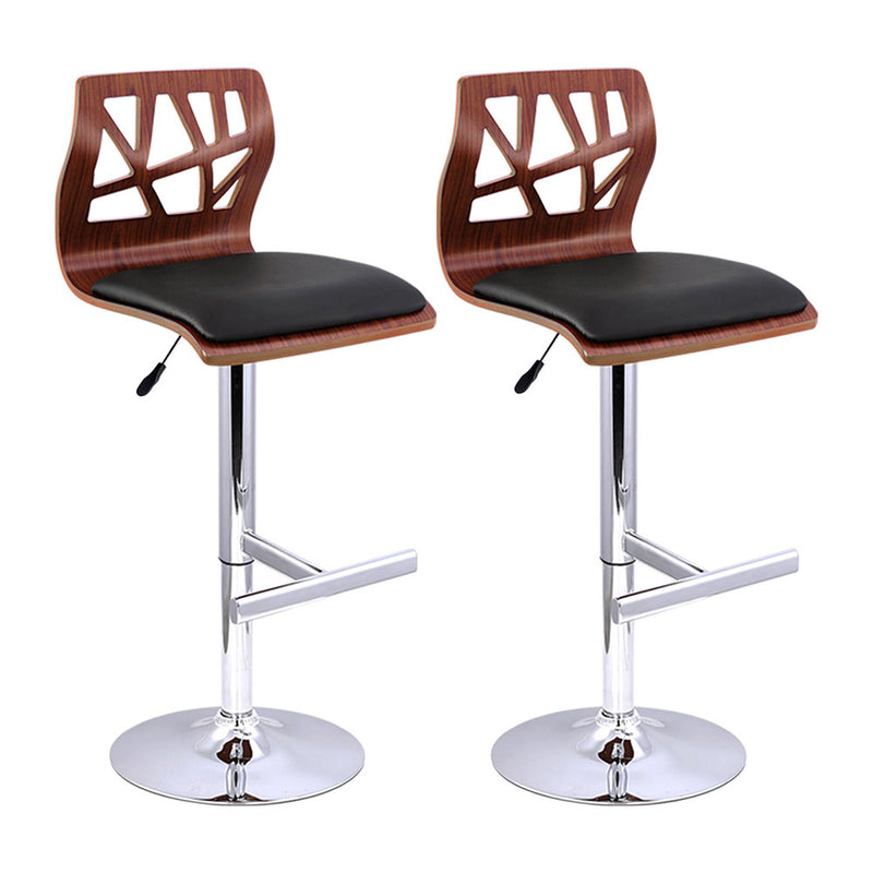 Set of 2 Wooden Gas Lift  Bar Stools - Black