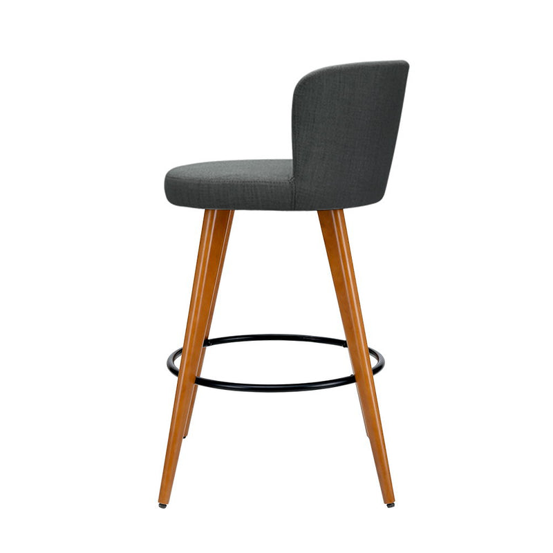 Set of 4 Wooden Bar Stools Modern Bar Stool Kitchen Dining Chairs Cafe Charcoal