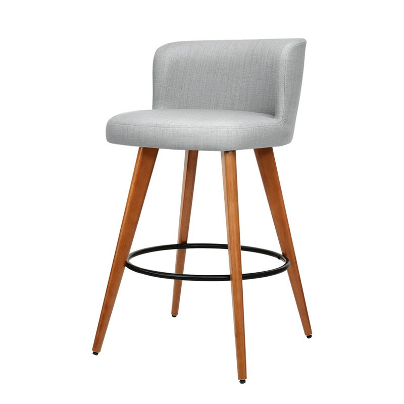 set of 4 Wooden Bar Stools Modern Bar Stool Kitchen Dining Chairs Cafe Grey