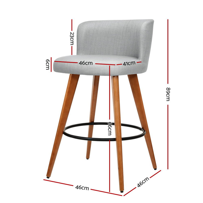 set of 4 Wooden Bar Stools Modern Bar Stool Kitchen Dining Chairs Cafe Grey