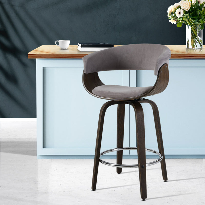 Bar Stool Wooden Swivel Bar Stool Kitchen Dining Chair Wood Grey