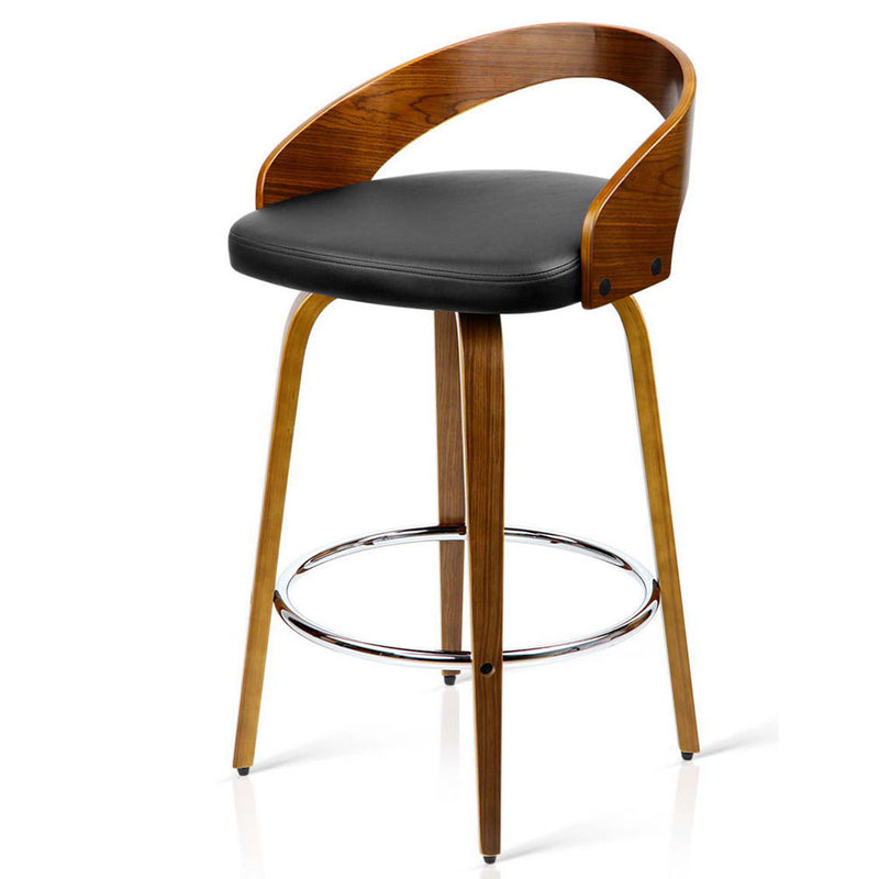 Set of 2 Wooden Bar Stools - Black