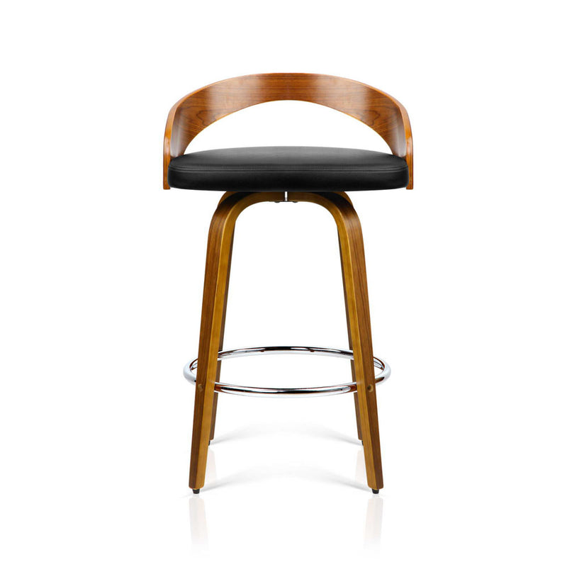 Set of 2 Wooden Bar Stools - Black