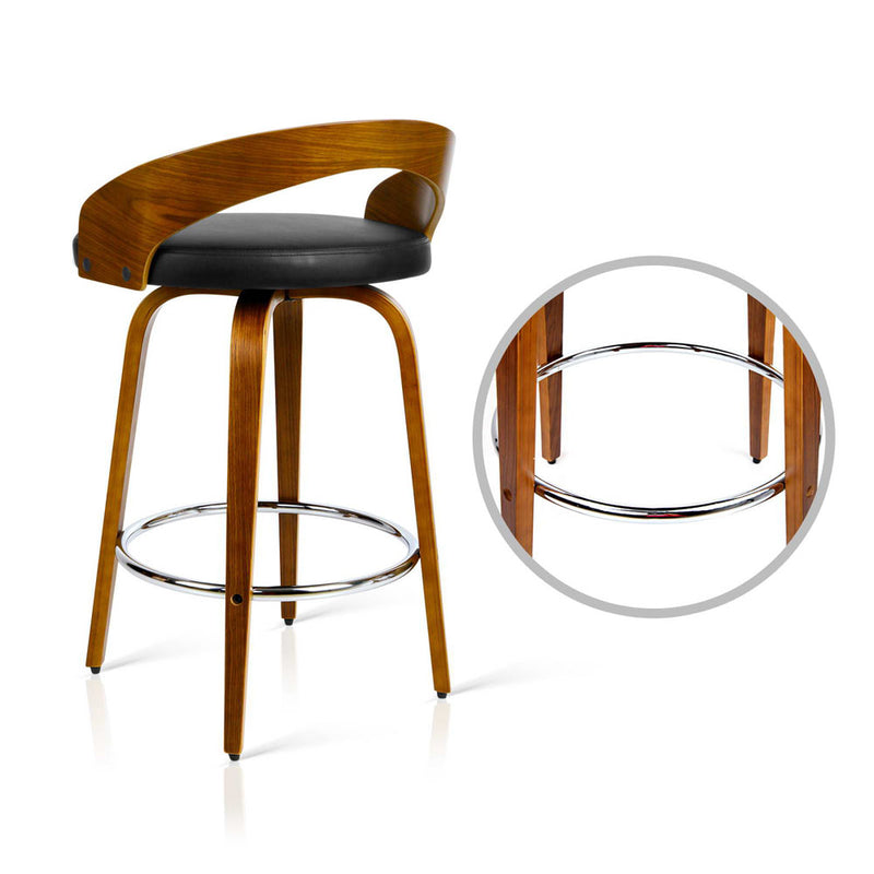 Set of 2 Wooden Bar Stools - Black