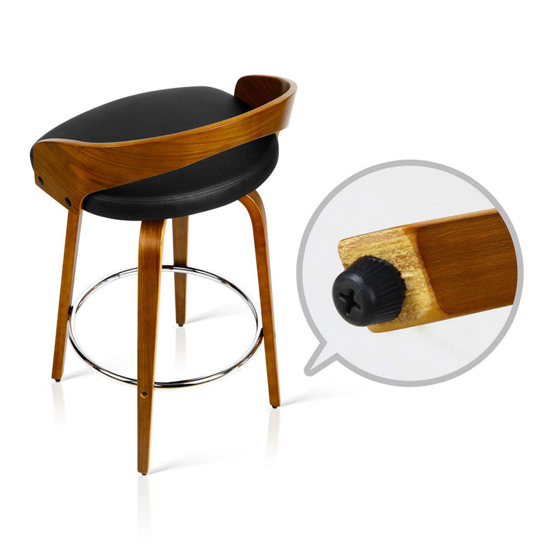 Set of 2 Wooden Bar Stools - Black