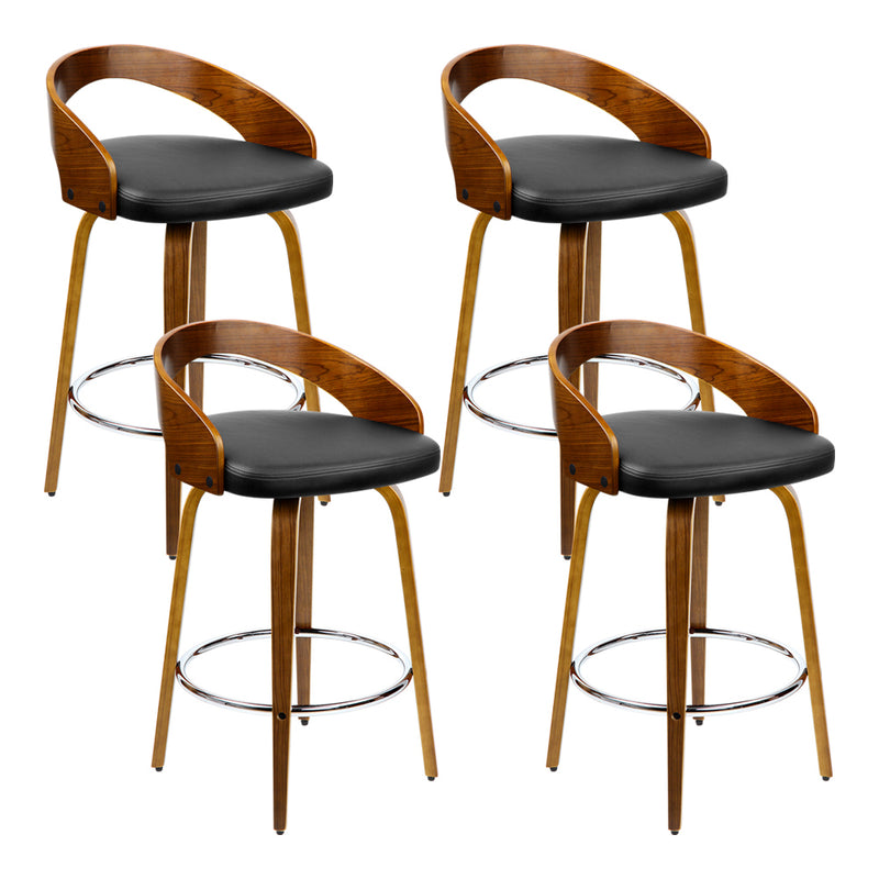 set of 4 Wooden Bar Stools Swivel Bar Stool Kitchen Dining Chairs Wood Black