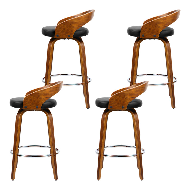 set of 4 Wooden Bar Stools Swivel Bar Stool Kitchen Dining Chairs Wood Black