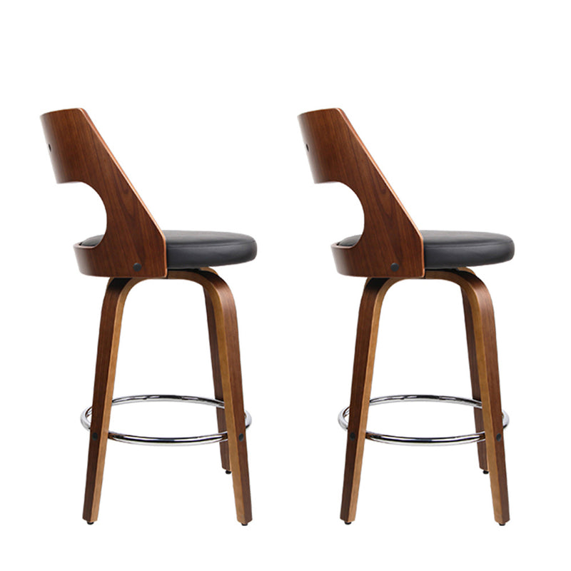 Set of 2 Wooden Bar Stools Swivel Bar Stool Kitchen Dining Chair Cafe Black 76cm