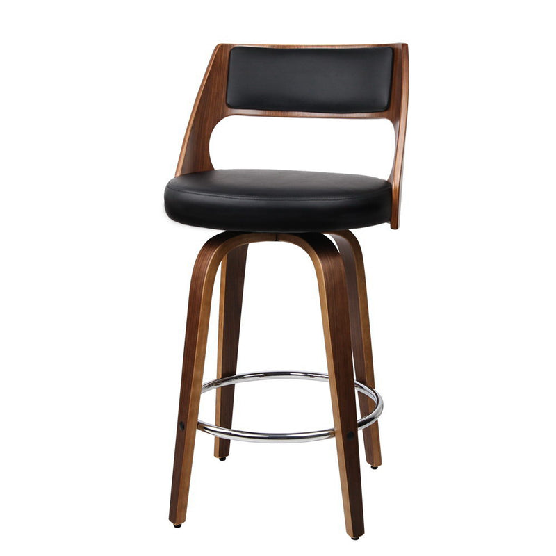 Set of 4 Wooden Bar Stools Swivel Bar Stool Kitchen Dining Chair Cafe Black 76cm