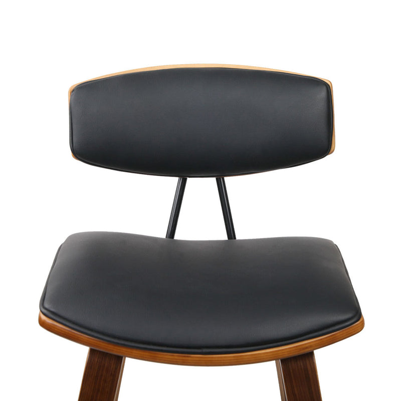 Set of 2 PU Leather Bar Stools - Black