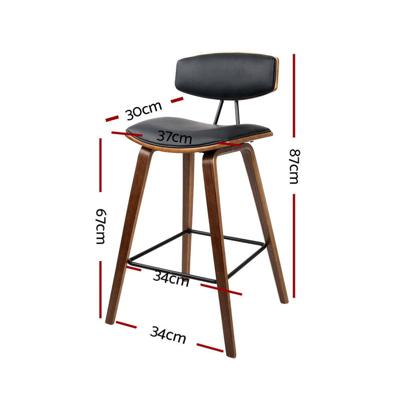 set of 4 Wooden Bar Stools Kitchen Bar Stool Dining Chair Cafe Wood Black