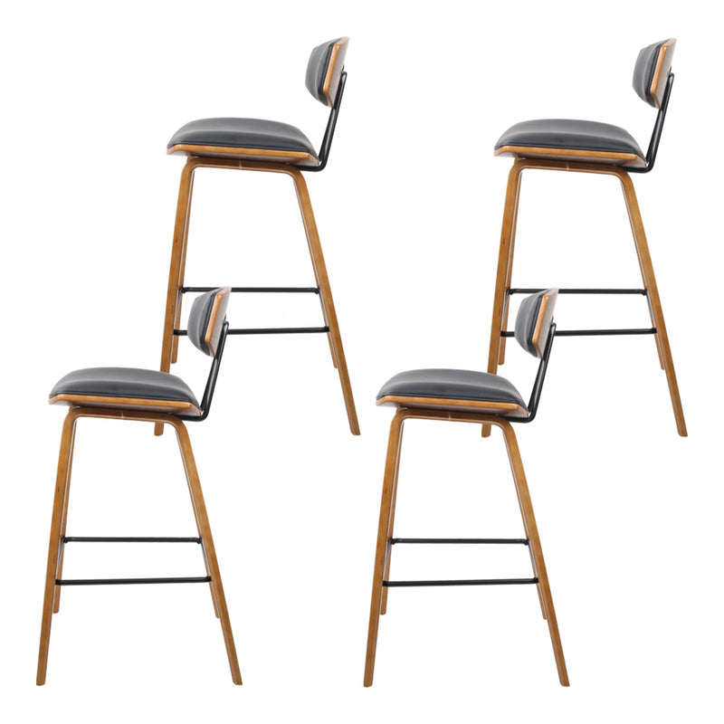 set of 4 Wooden Bar Stools Kitchen Bar Stool Dining Chair Cafe Wood Black