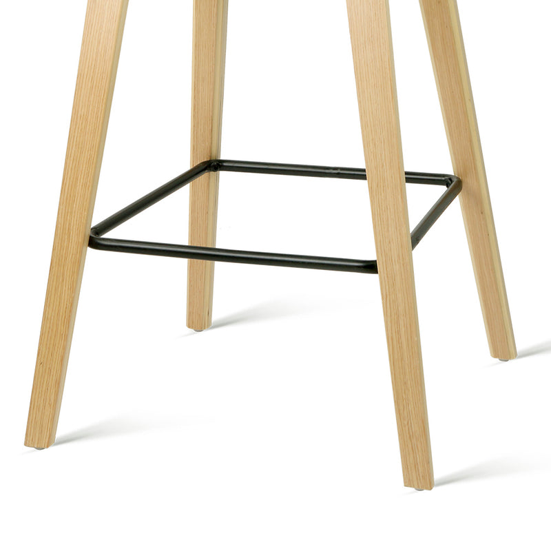 Set of 2 Wooden Backless Bar Stools - Black