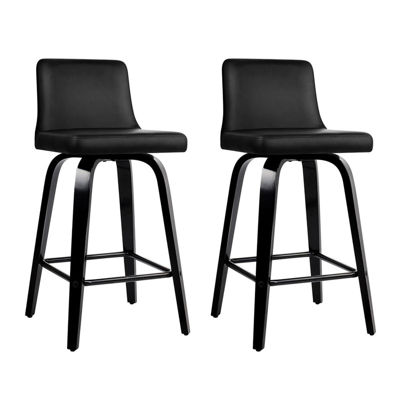 Set of 2 Wooden Bar Stool - Black