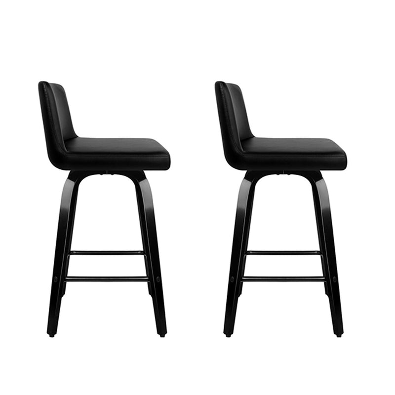 Set of 2 Wooden Bar Stool - Black