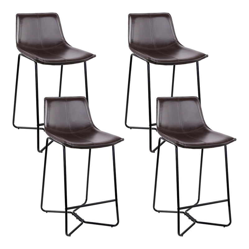 Set of 4 Bar Stools LEANNE Kitchen Bar Stool Leather Dining Chair Metal Black