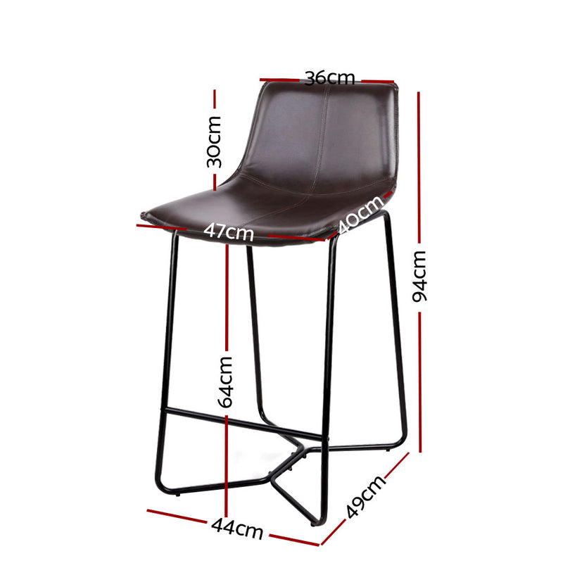 Set of 4 Bar Stools LEANNE Kitchen Bar Stool Leather Dining Chair Metal Black