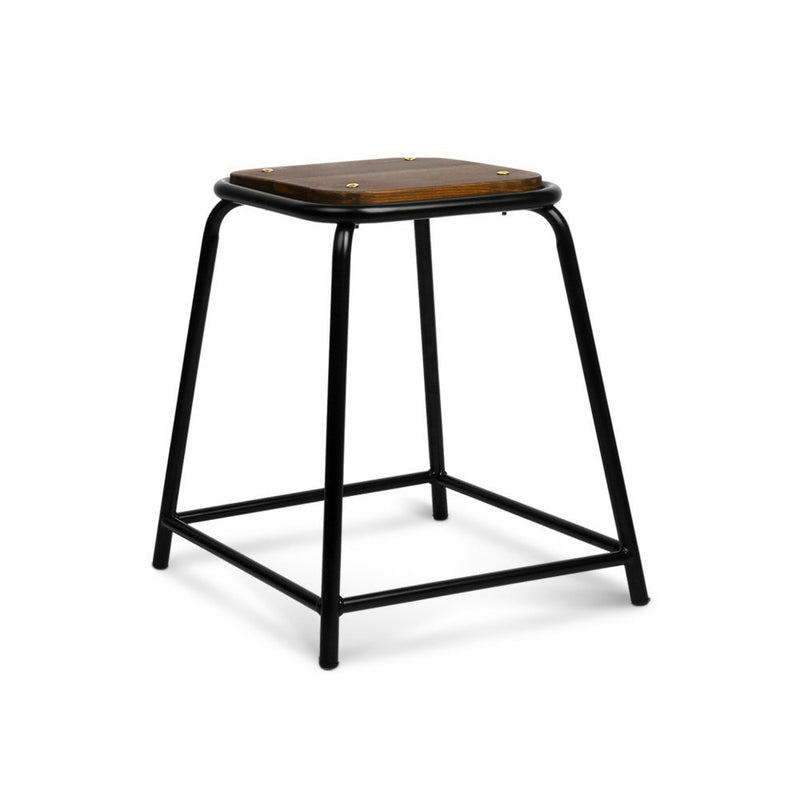 Set of 4 Pine Wood Bar Stools - Black