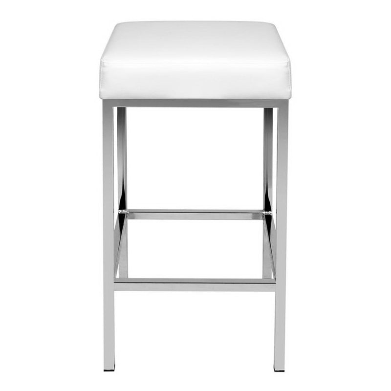 Set of 2 PU Leather Backless Bar Stools - White