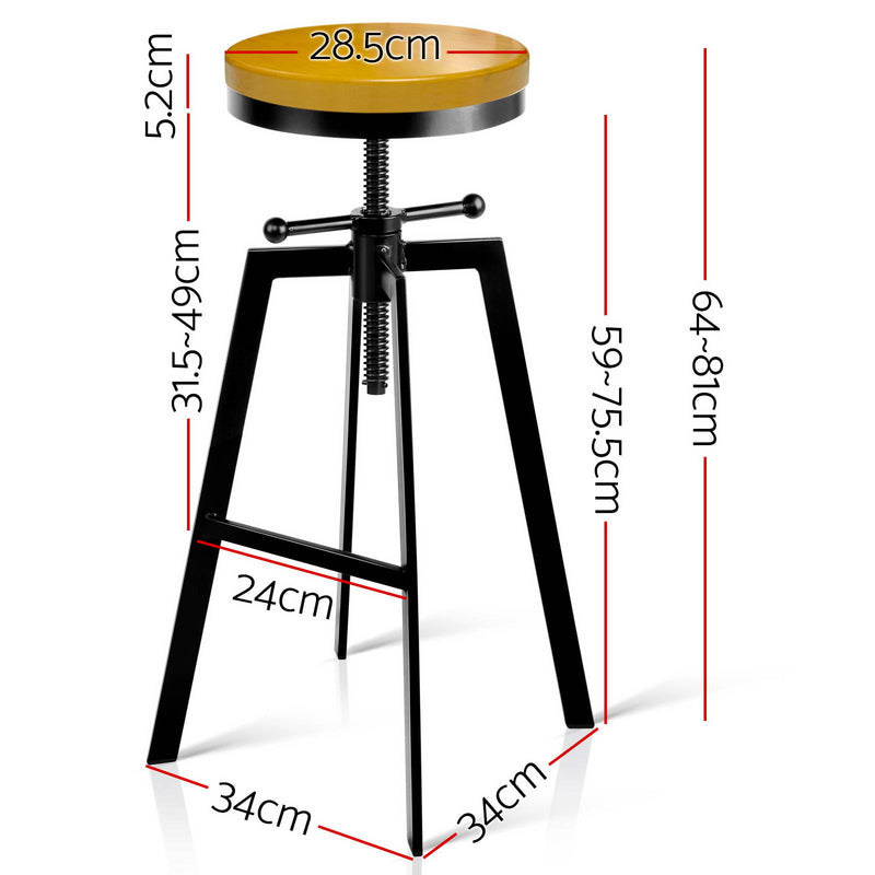 Adjutable Height Swivel Bar Stool - Black