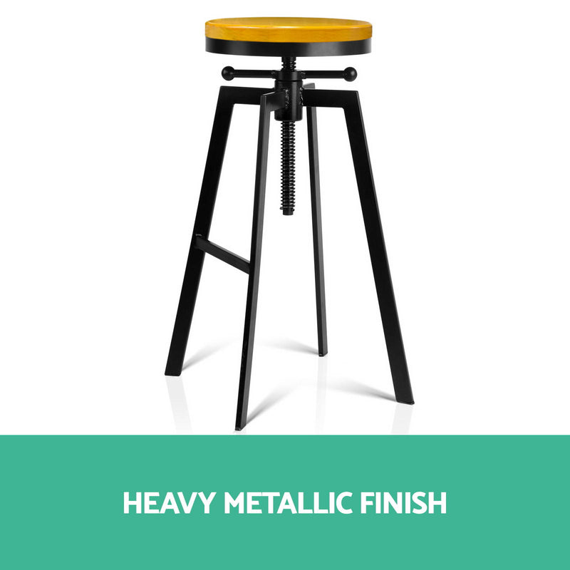 Adjutable Height Swivel Bar Stool - Black