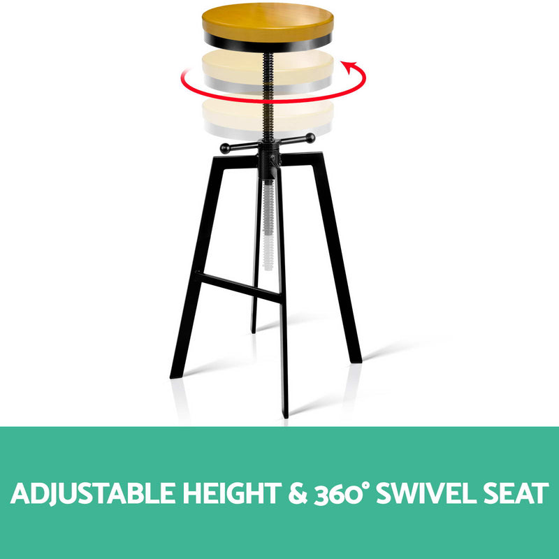 Adjutable Height Swivel Bar Stool - Black