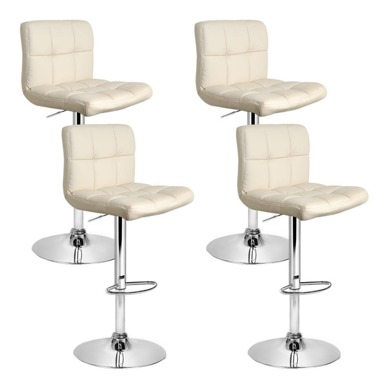 Set of 4 PU Leather Bar Stools NOEL Kitchen Chairs Swivel Bar Stool Gas Lift Beige