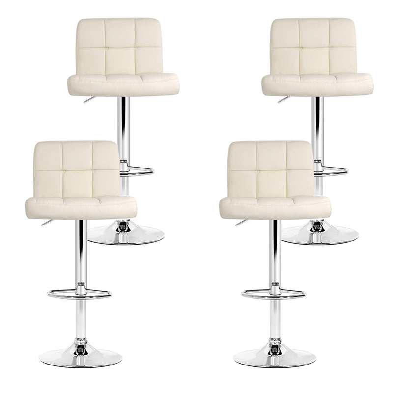 Set of 4 PU Leather Bar Stools NOEL Kitchen Chairs Swivel Bar Stool Gas Lift Beige