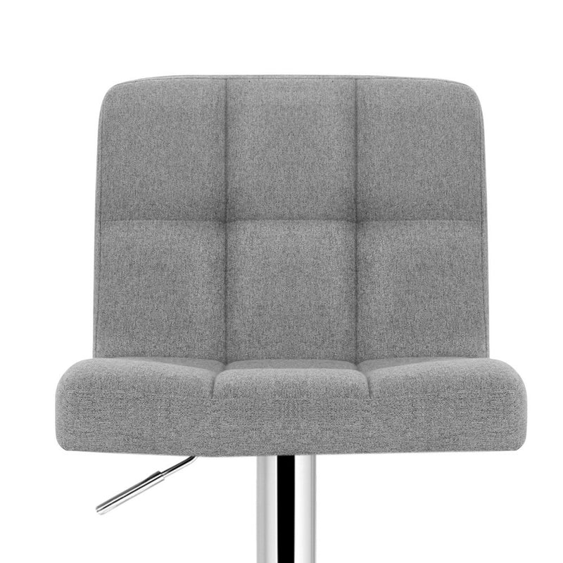 Set of 4 Fabric Bar Stools NOEL Kitchen Chairs Swivel Bar Stool Gas Lift Grey