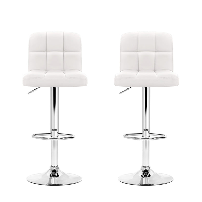 Set of 2 PU Leather Bar Stools - White