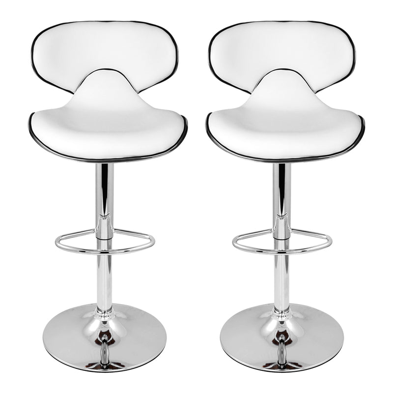 Set of 2 Bar Stools DINO Kitchen Swivel Bar Stool PU Leather Gas Lift Chairs White