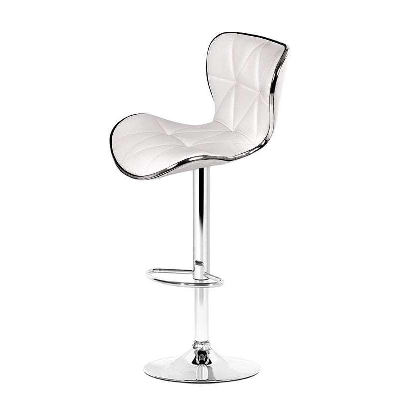 Set of 2 PU Leather Bar Stools - White