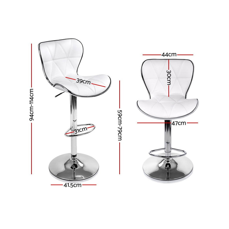 Set of 2 PU Leather Bar Stools - White