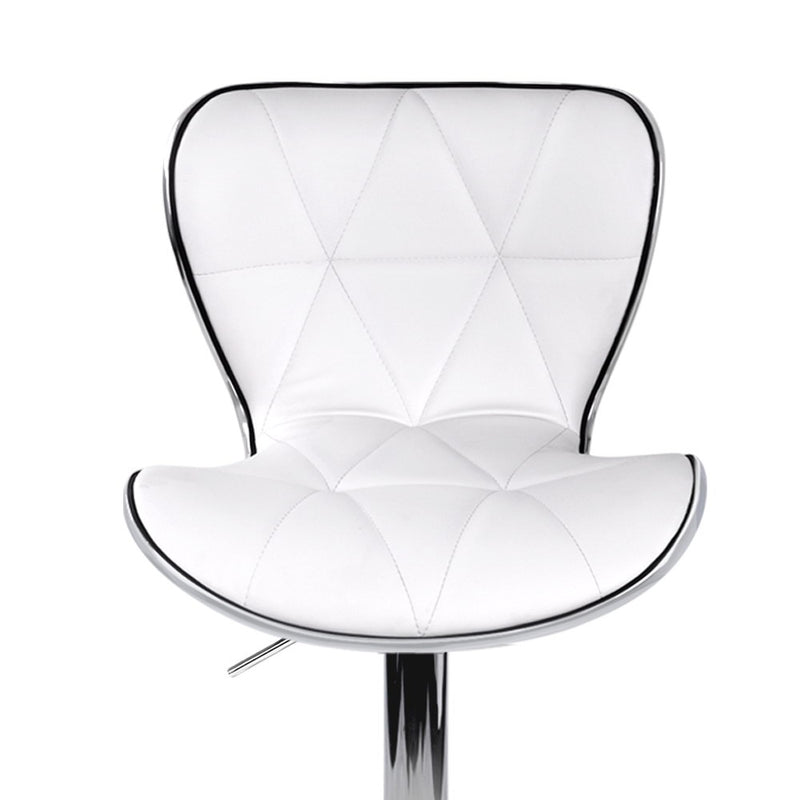 Set of 4 Bar Stools RUBY Kitchen Swivel Bar Stool PU Leather Chairs Gas Lift White