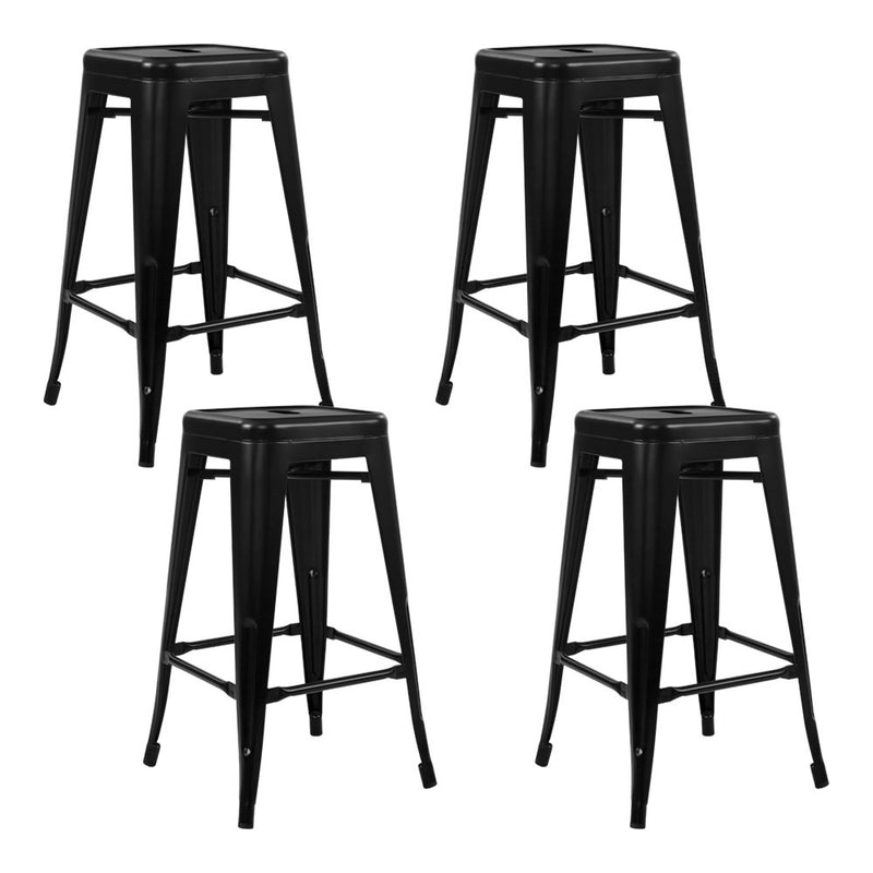 Set of 4 Replica Tolix Bar Stools Metal Bar Stool Kitchen Chairs 76cm Black