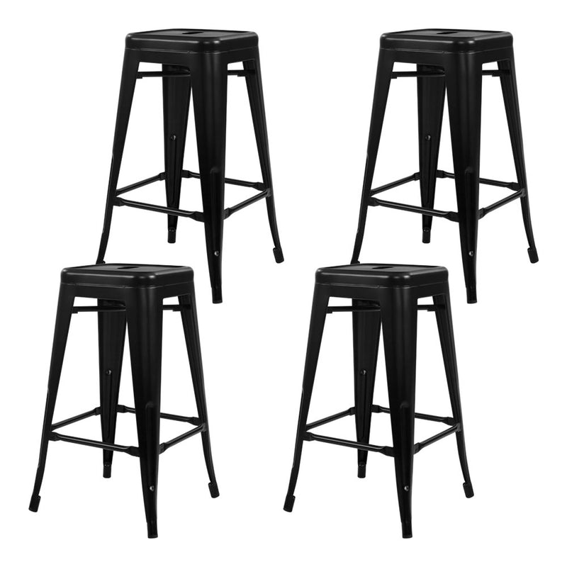 Set of 4 Replica Tolix Bar Stools Metal Bar Stool Kitchen Chairs 76cm Black