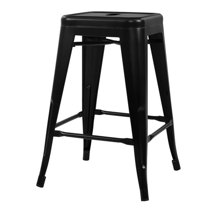 Set of 4 Metal Backless Bar Stools - Black