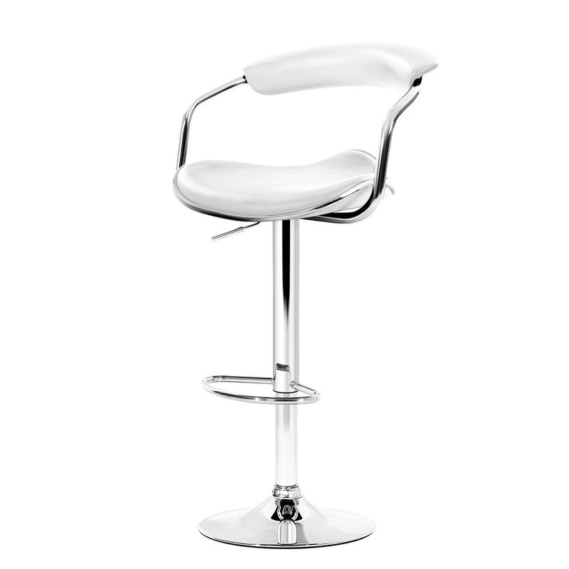 Set of 2 PU Leather Bar Stools - White