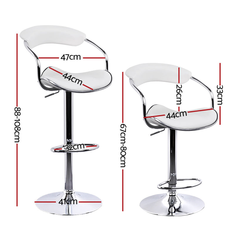 set of 4 PU Leather Bar Stools ADE Kitchen Chairs Swivel Bar Stool White Gas Lift